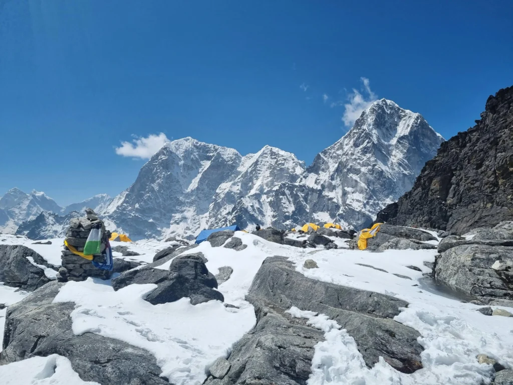 base camp at khumjung in high himalayas
